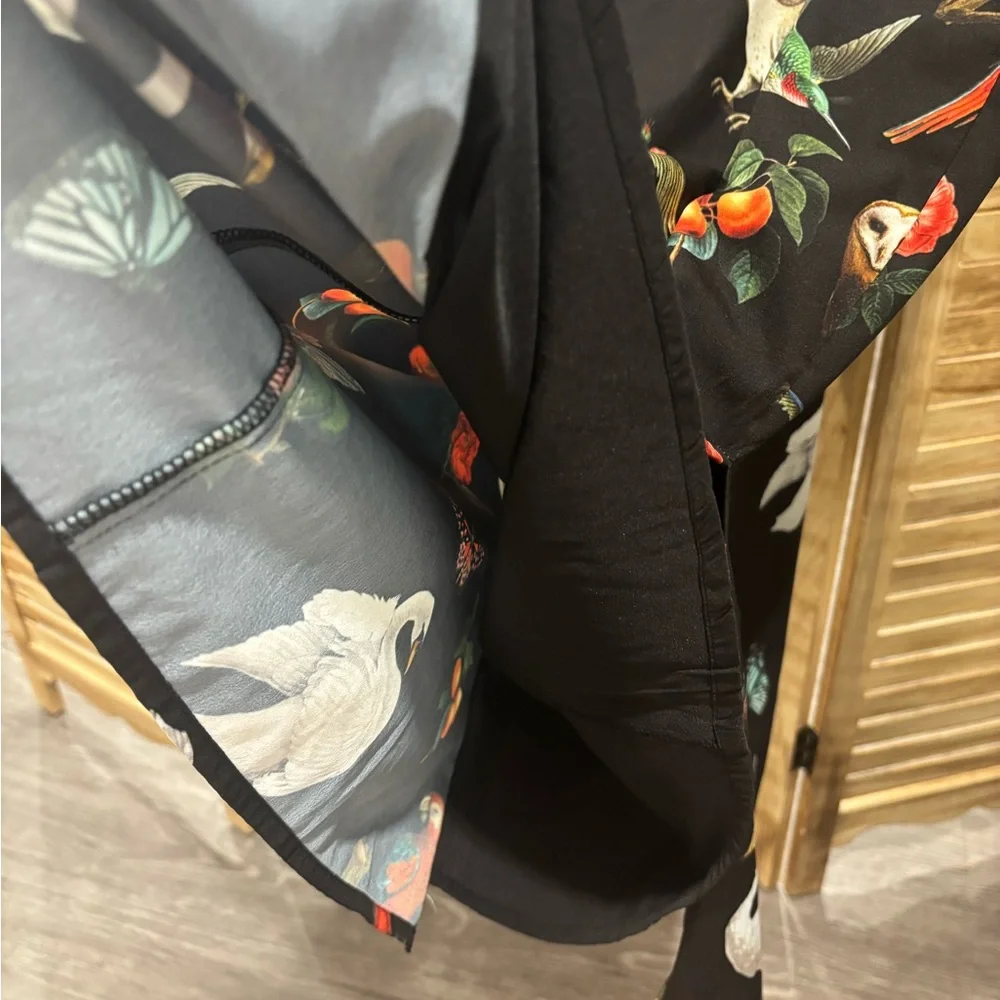 eShakti Black dress with Floral Accents and birds and butterflies. - Picture 8 of 8